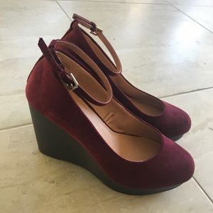 Burgundy suede heels
